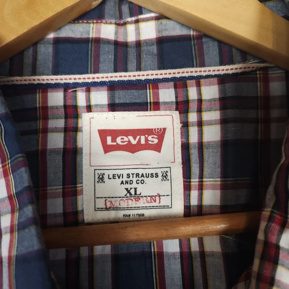 Levis Shirt Mens Extra Large Peral Snap Plaid‎ Long Sleeve Western